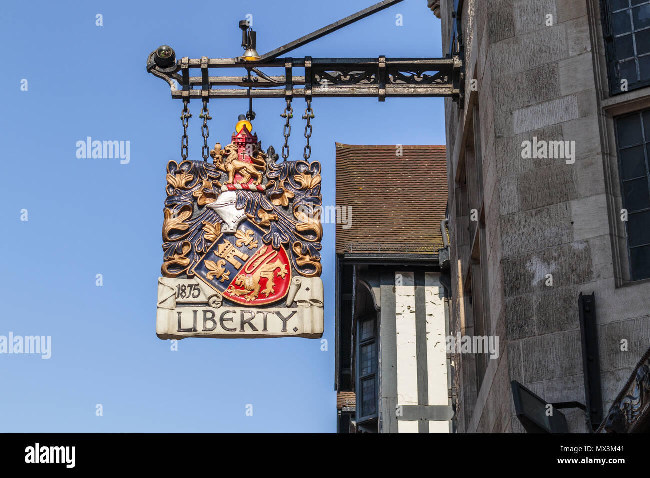 Coat of arms of Liberty, the famous up market luxury department store in Great Marlborough Street in the West End shopping district of London W1, UK Stock Photo