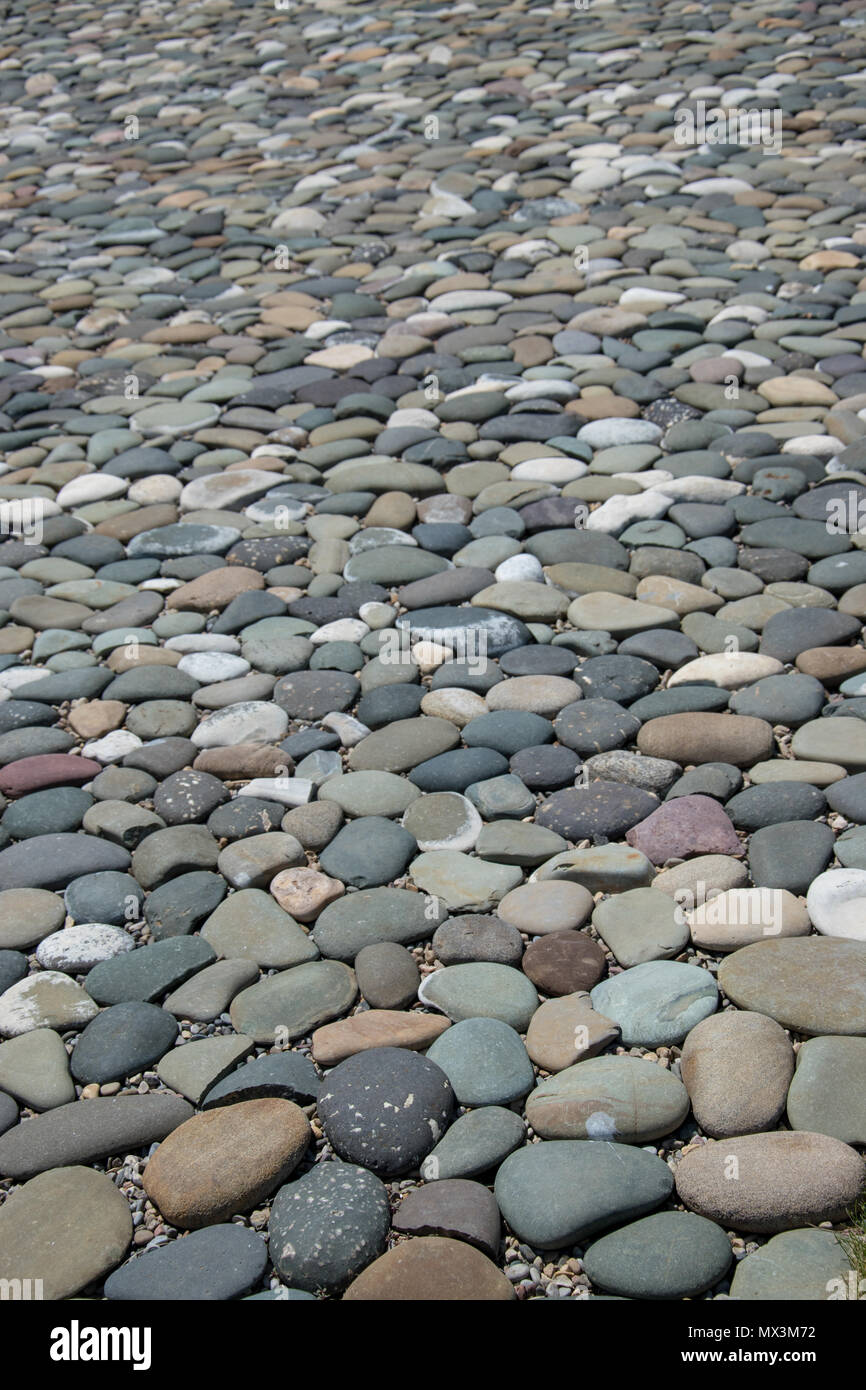 Round pebbles in the dry rock garden at Nikka Yuko Japanese Garden in