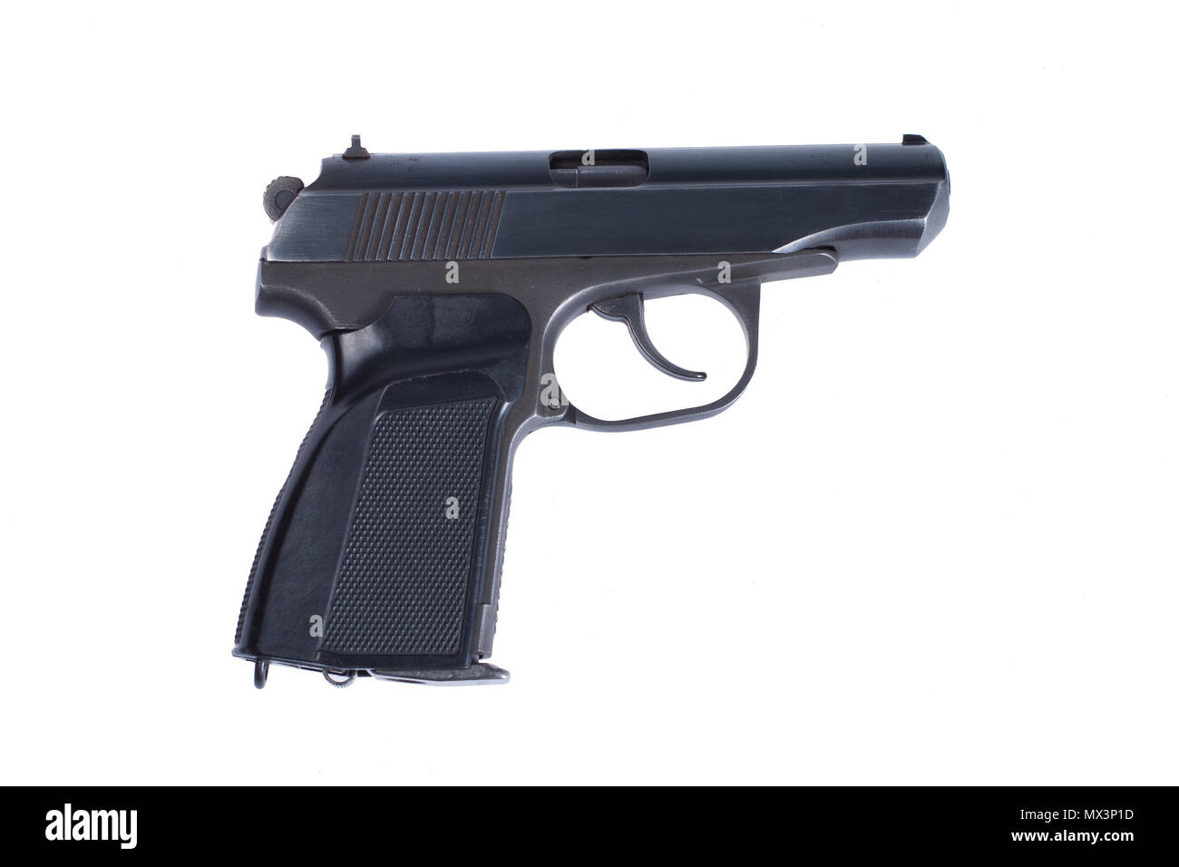 Russian 4.5mm pneumatic  handgun isolated on white Stock Photo