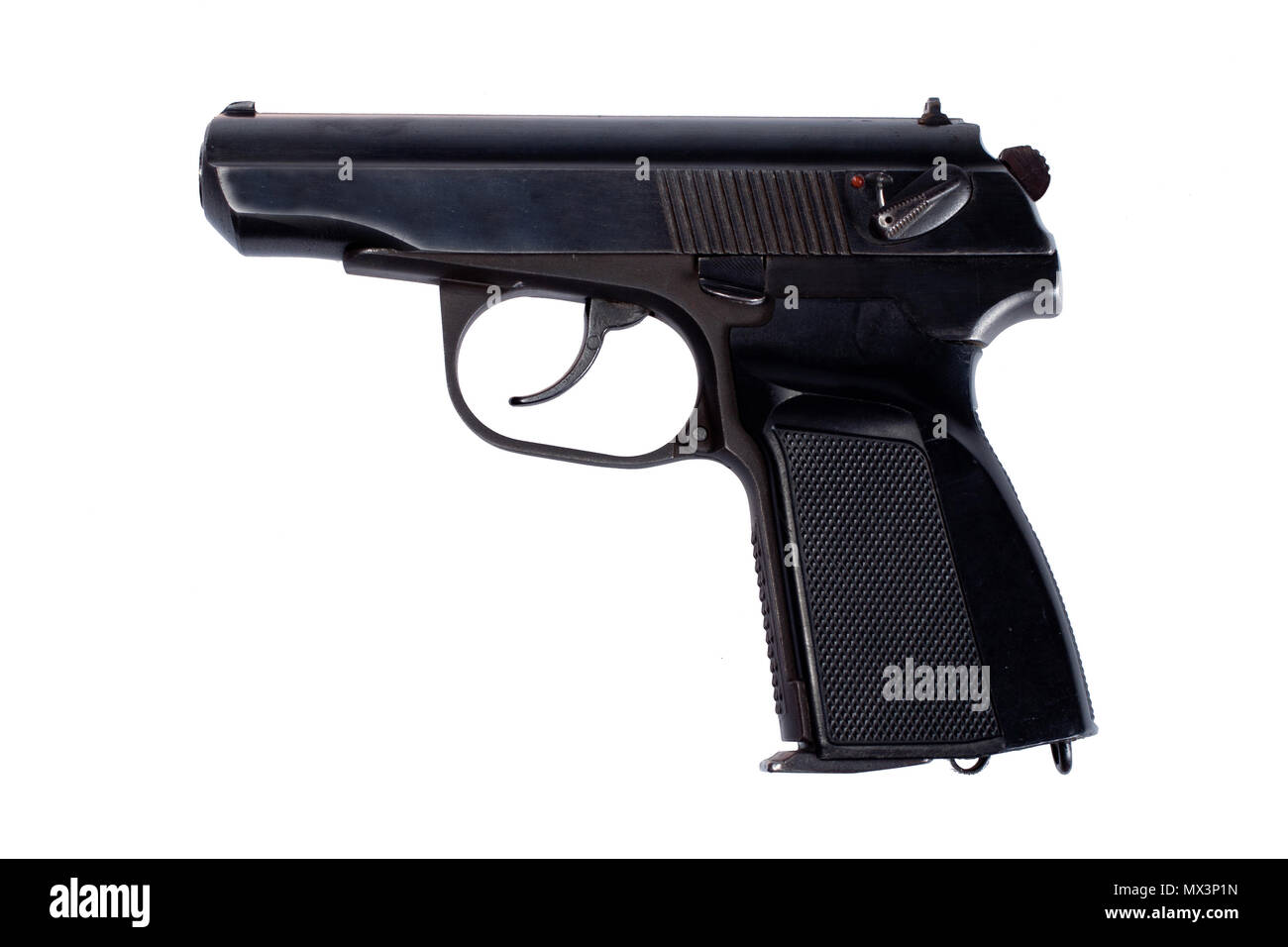 Russian  handgun PMM (Makarov) isolated on white Stock Photo