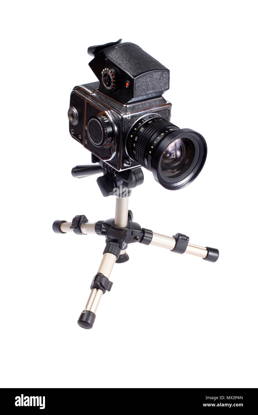 Middle-format camera isolated on white Stock Photo - Alamy