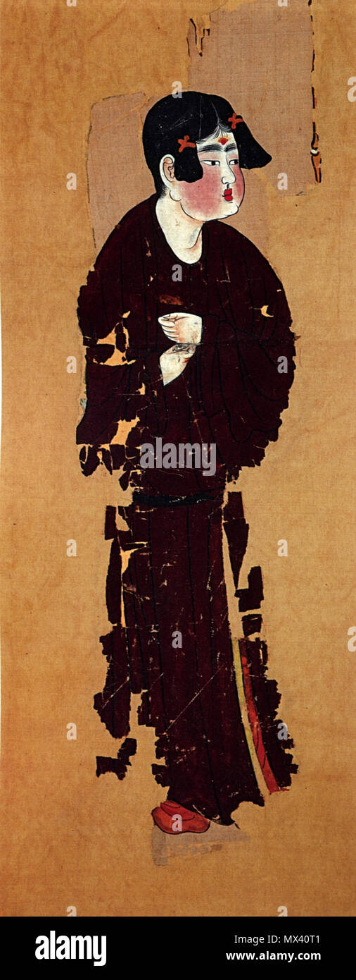 English Servant 中文 繁體 侍女圖 Mid 8th Century 49 Anonymous Astana Graves Servant Girl2 Stock Photo Alamy
