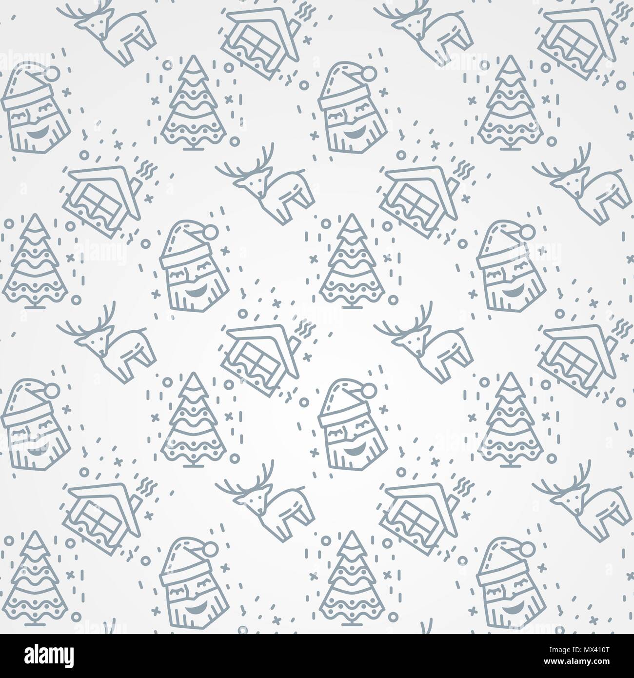 Winter Seamless Simpleline Pattern With Santa Clausdeer