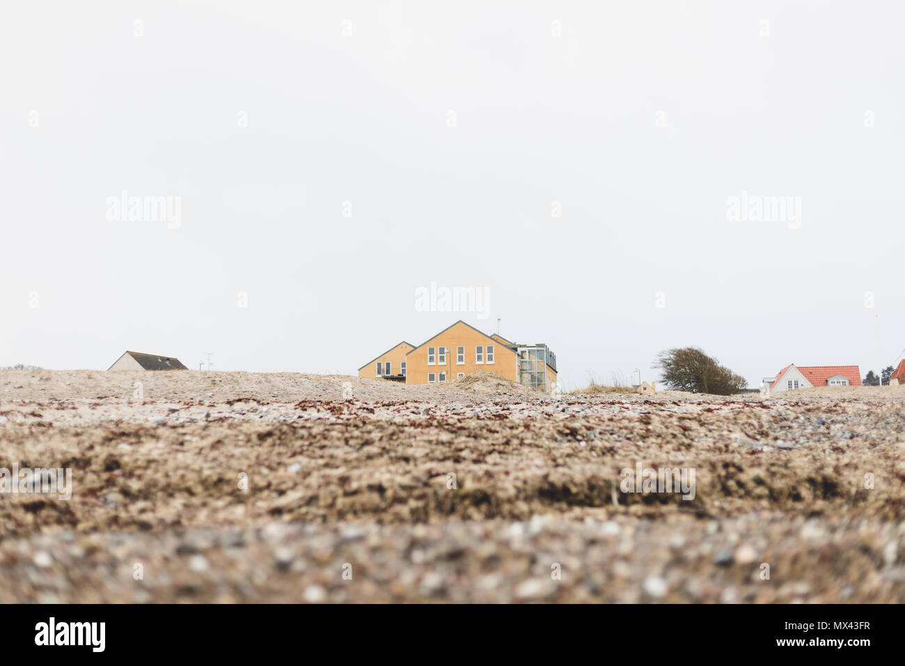 Colorful houses in the seashore, danish beach Stock Photo Alamy
