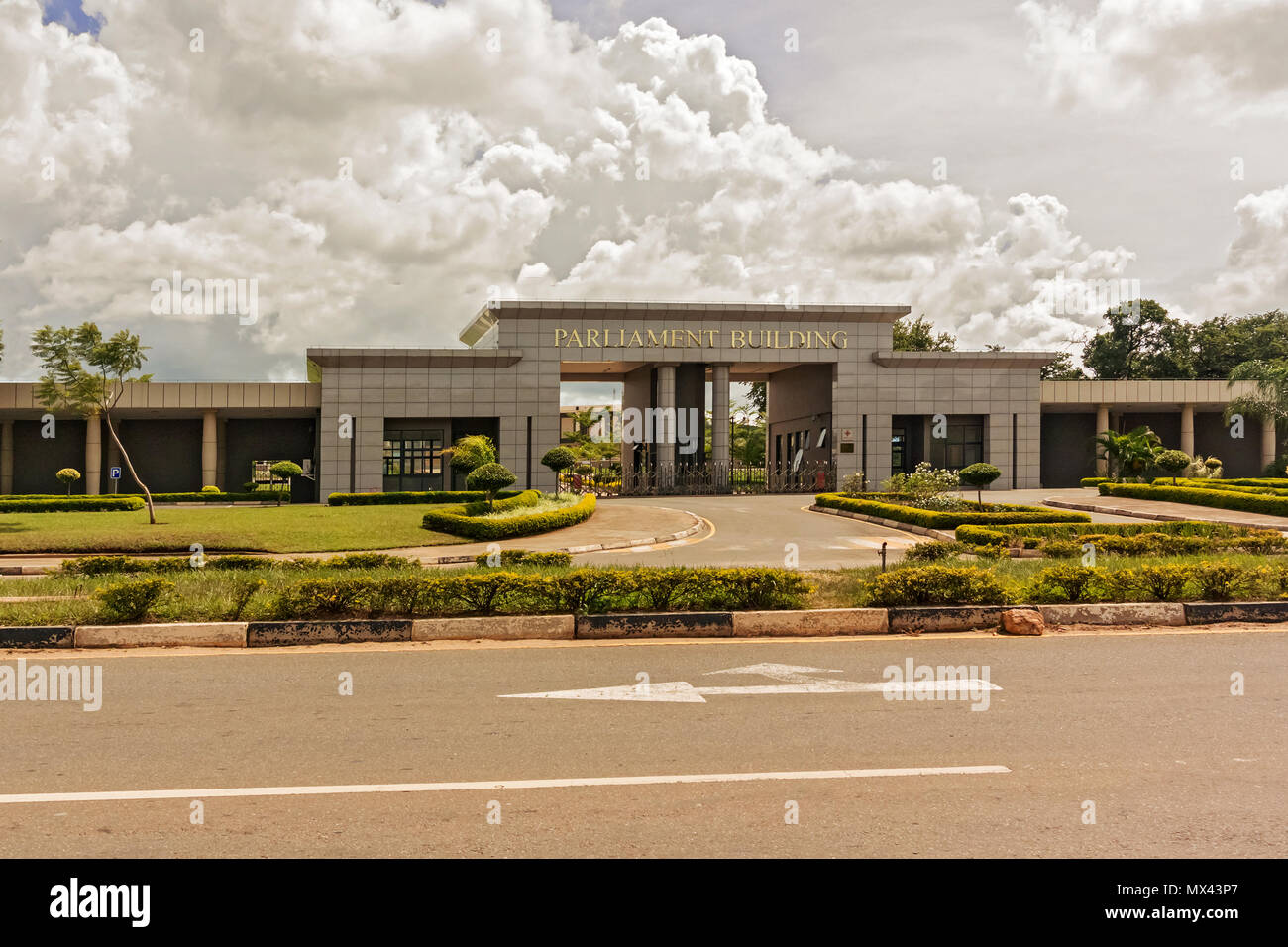 Lilongwe, Malawi - March 29, 2015: View at the Parliament building in Lilongwe the capital city of Malawi. Stock Photo