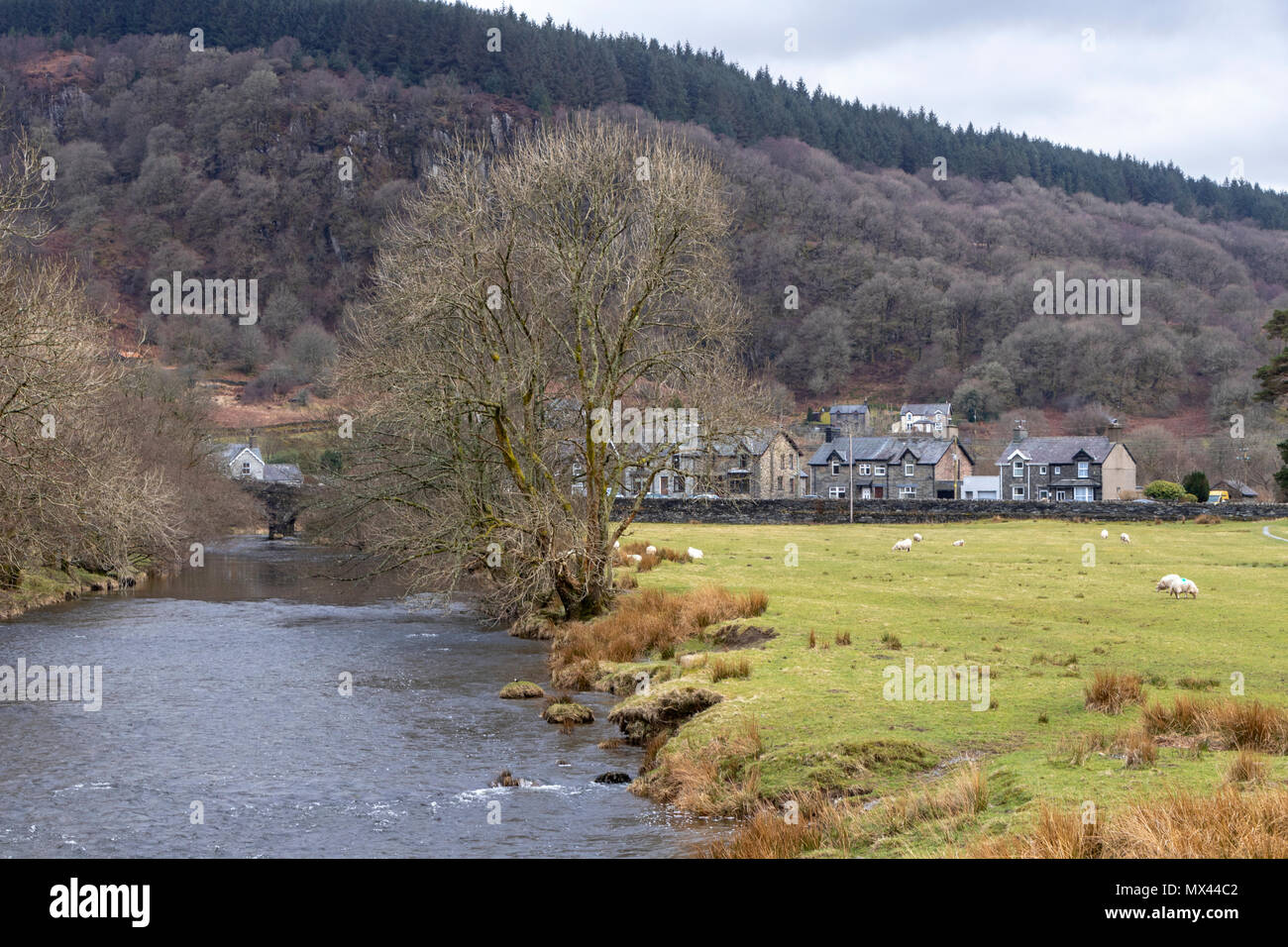 Pintoresque village of Dolwyddelan in the Snowdonia National Park, Wales Stock Photo