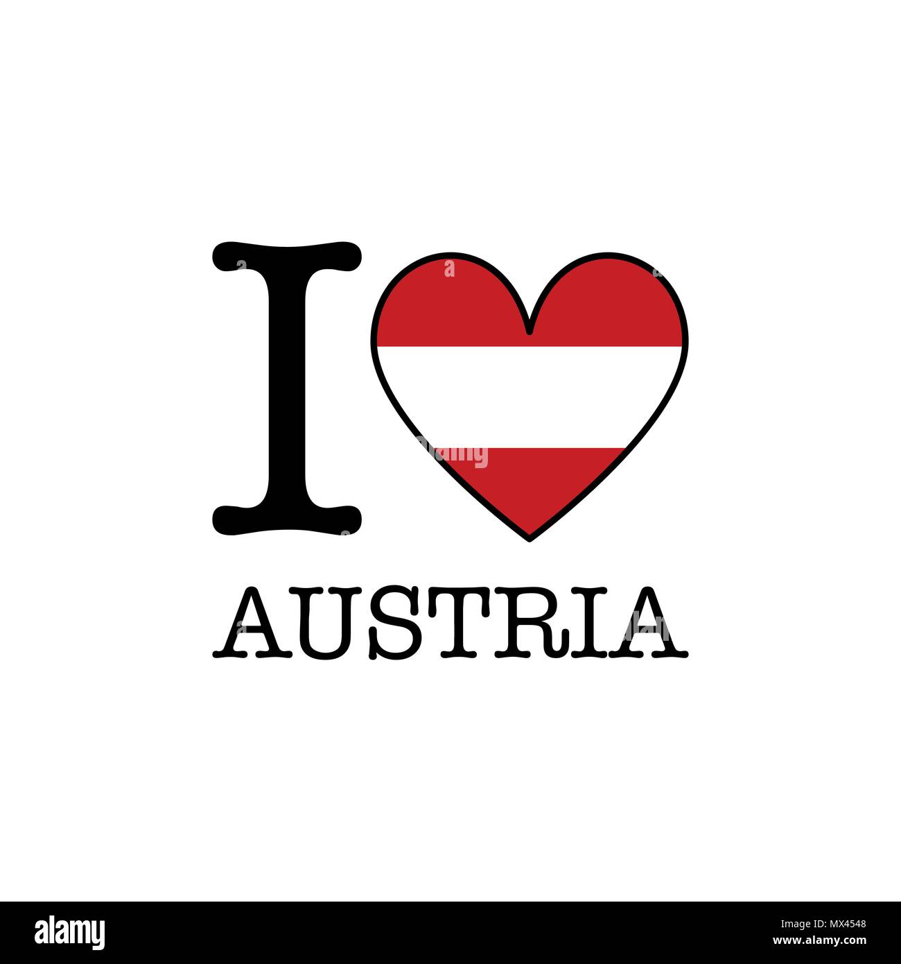 I love Austria. Heart shape national country flag icon Stock Vector