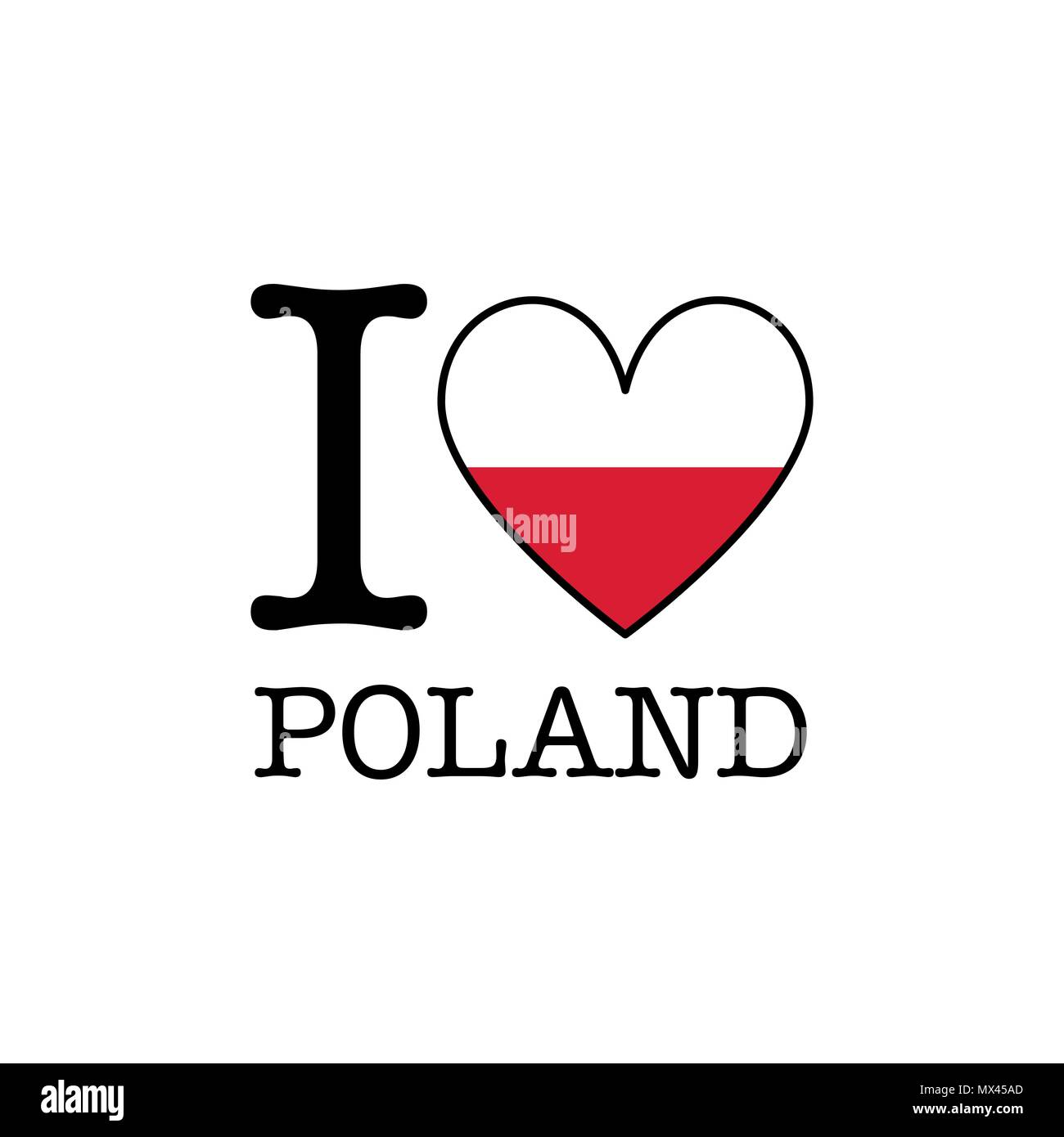 I love Poland. Heart shape national country flag icon Stock Vector