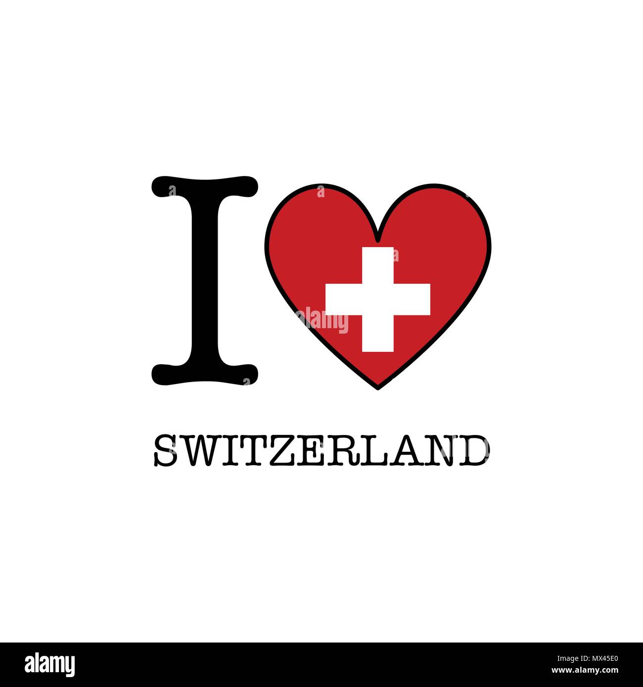 I love Switzerland. Heart shape national country flag icon Stock Vector Image &amp; Art - Alamy