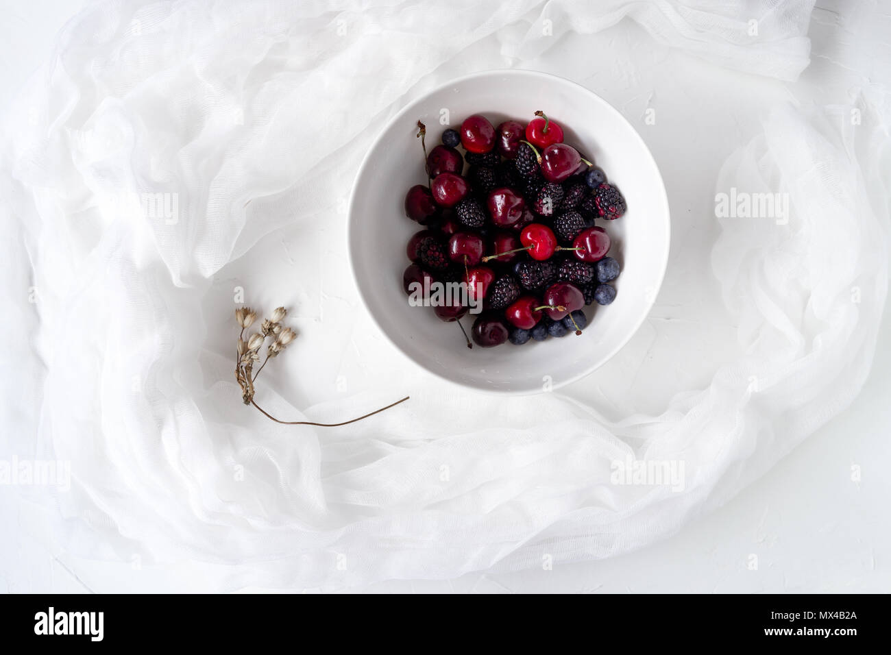 Cherries and Berries in Dark Background Stock Photo Alamy