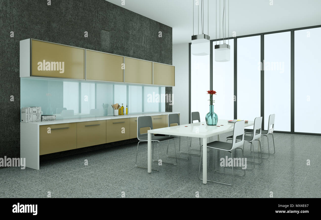 brown modern kitchen in a house with a beautiful design Stock Photo - Alamy