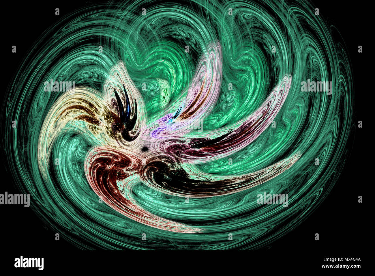 Fractal image of colorful lines forming a vortex motion Stock Photo - Alamy