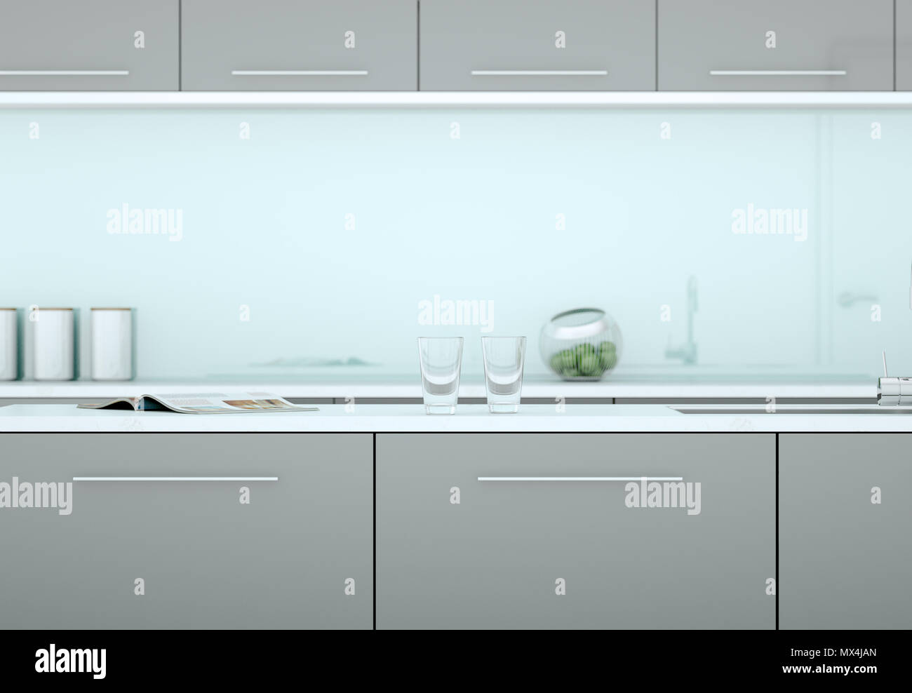 Grey modern kitchen in a house with a beautiful design Stock Photo - Alamy