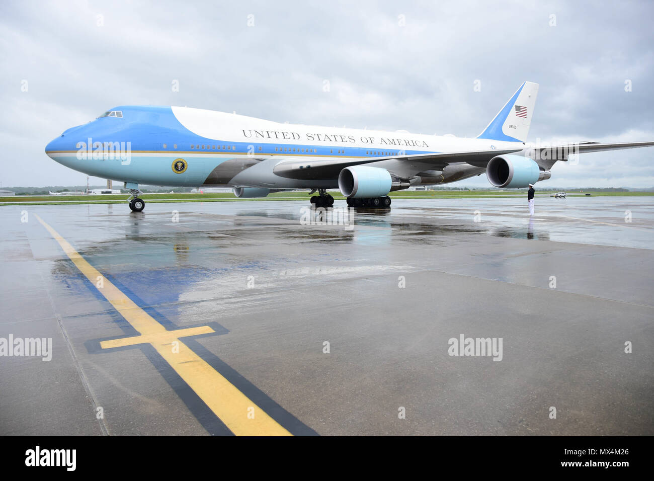 Air Force one lands at Nashville International Airport, on May 29, 2018