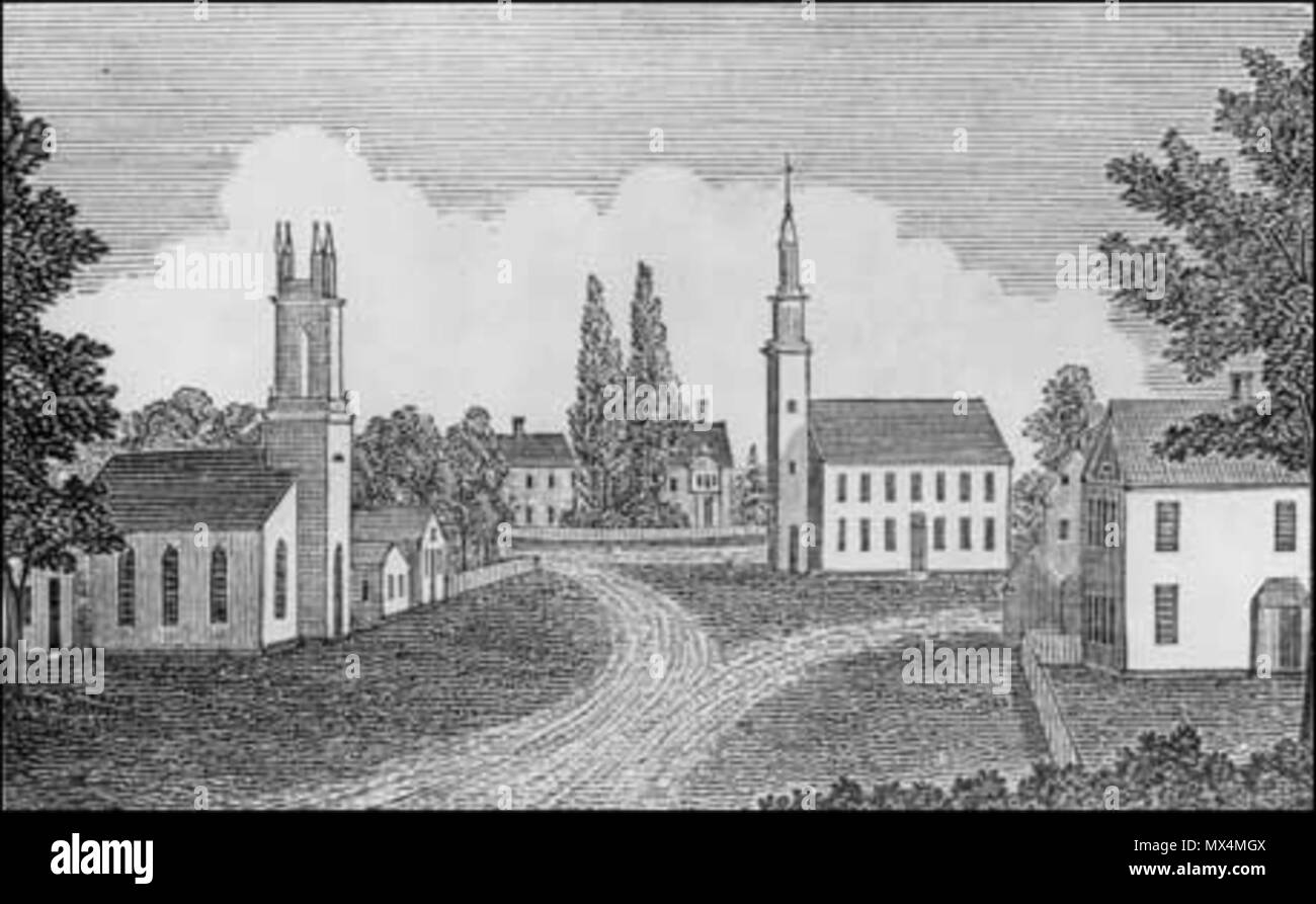 . English: View of the center of Bethlehem (Bethlehem, Connecticut) by John Warner Barber (1798-1885) Barber's work is 'the earliest known view of Bethlehem,' according to a Web page titled 'Visual Evidence: Drawing 1: View of the center of Bethlehem' at the National Park Service Web site pages for the Joseph Bellamy House in Bethlehem . John Warner Barber 72 BarberJohnWarnerBethlehemCT Stock Photo
