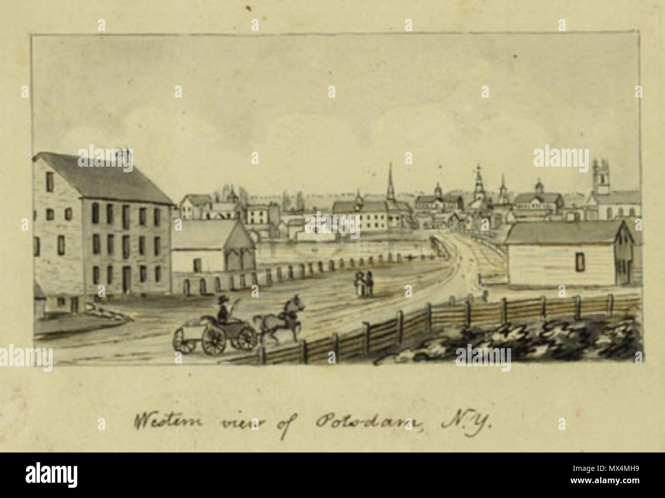 . Western View of Potsdam, New York (circa 1856-1860) . between circa 1856 and circa 1860. John Warner Barber 72 BarberJohnWarnerPotsdam Stock Photo