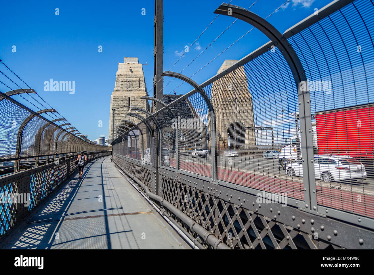 Sydney Harbour Bridge walk way and traffic taken in Sydney, NSW< Australia  on 7 January 2015 Stock Photo - Alamy