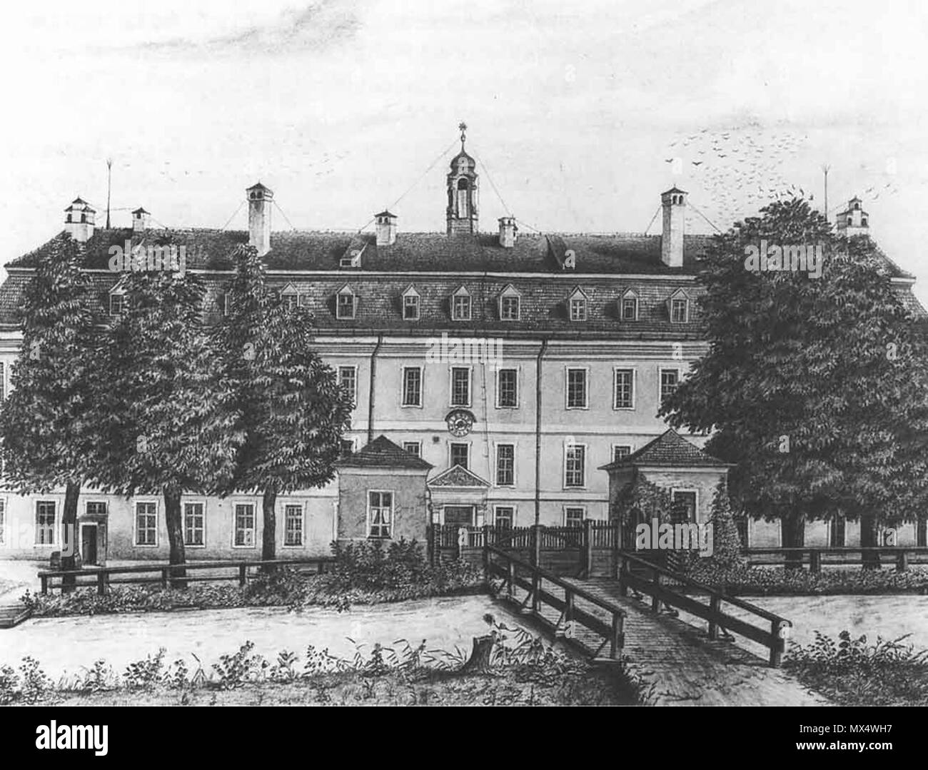 . Das Militärkrankenhaus an der Müllerstraße mit dem Lazarettbach . 1874. Unknown 67 Bach 172 Stock Photo