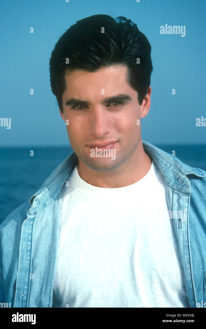 MALIBU, CA - JULY 24: (EXCLUSIVE) Actor John Haymes Newton poses during a photo shoot on July 24, 1991 in Malibu, California. Photo by Barry King/Alamy Stock Photo Stock Photo
