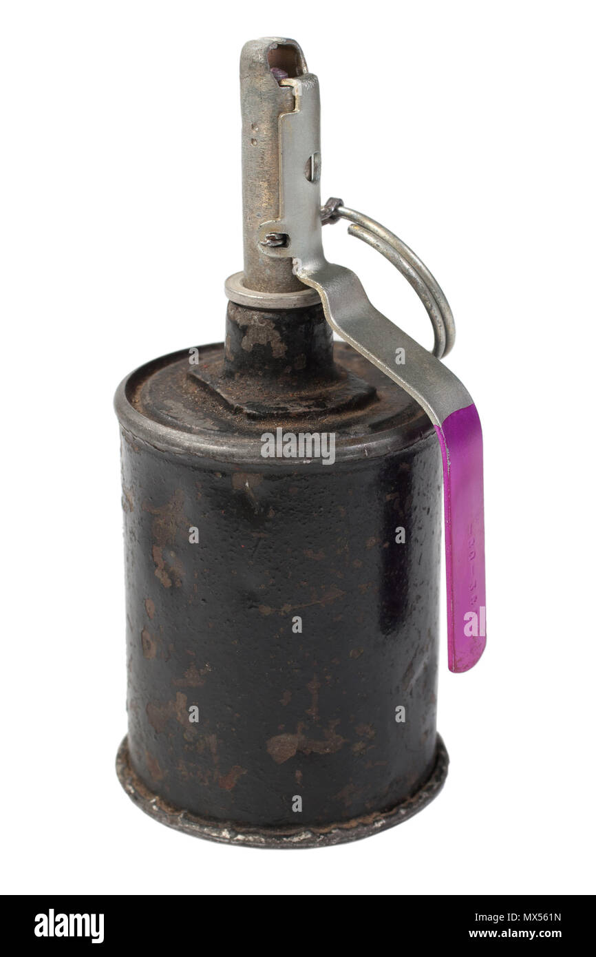 old hand grenade isolated on a white background Stock Photo - Alamy