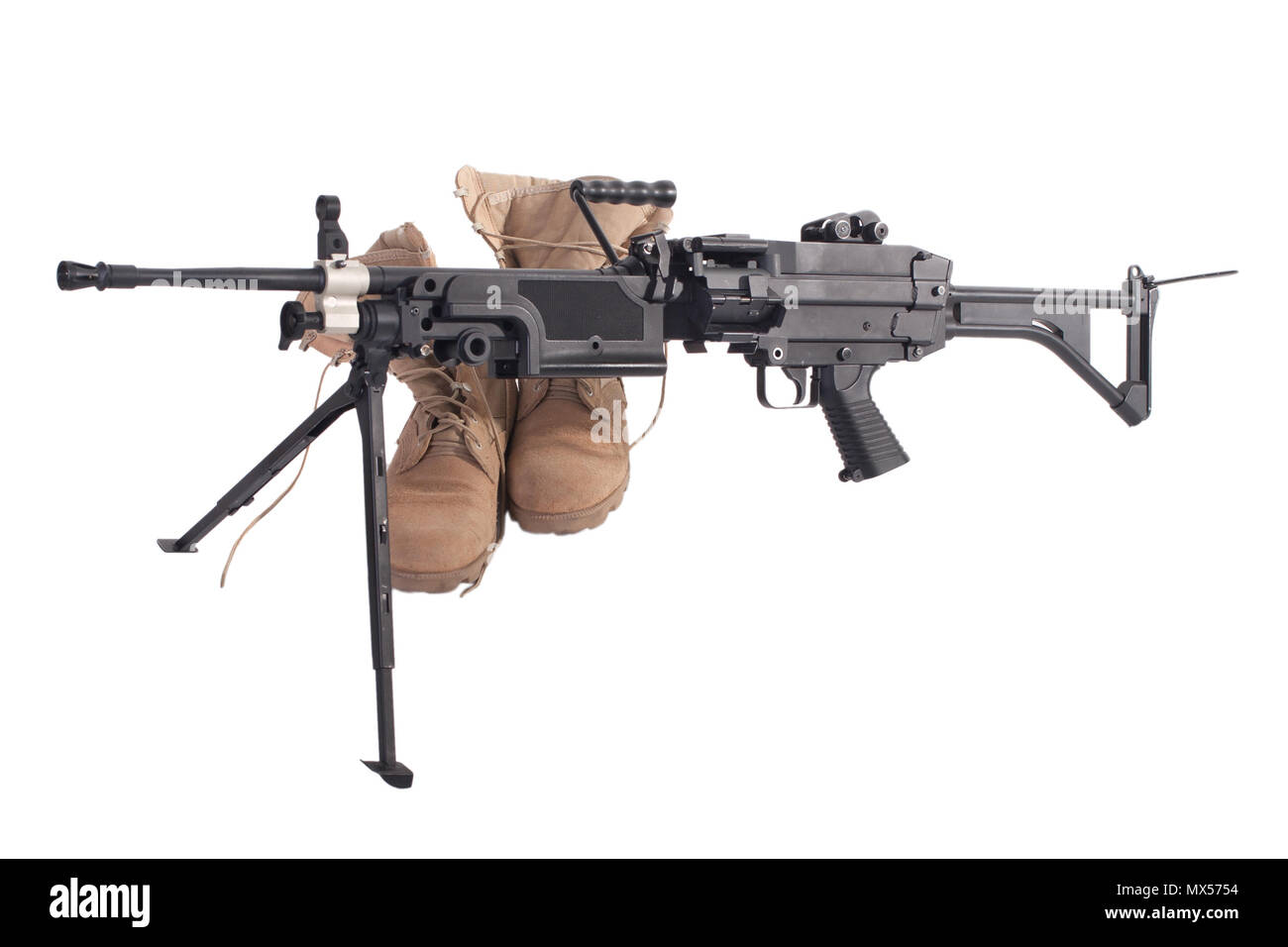 machine gun and us army combat boots isolated on white Stock Photo Alamy