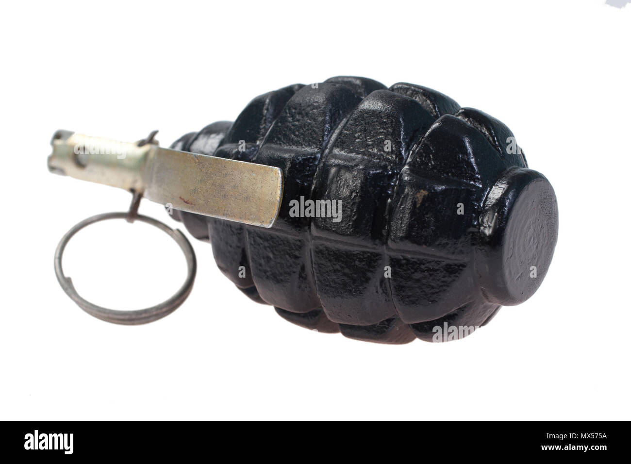 World War Two pineapple hand grenade isolated on a white background