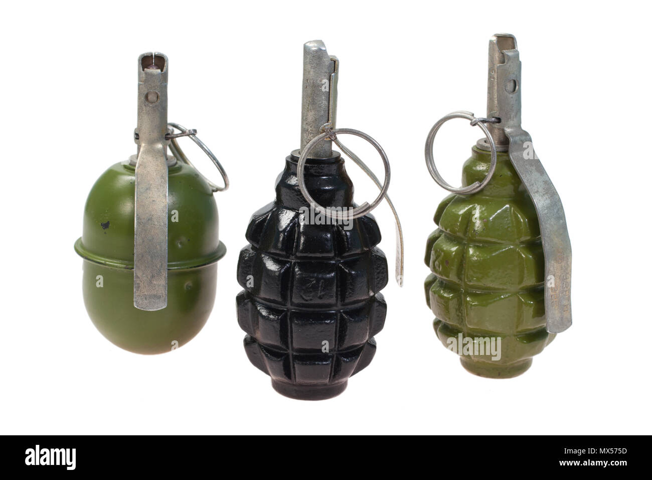 Set of World War Two Soviet hand grenades isolated on a white