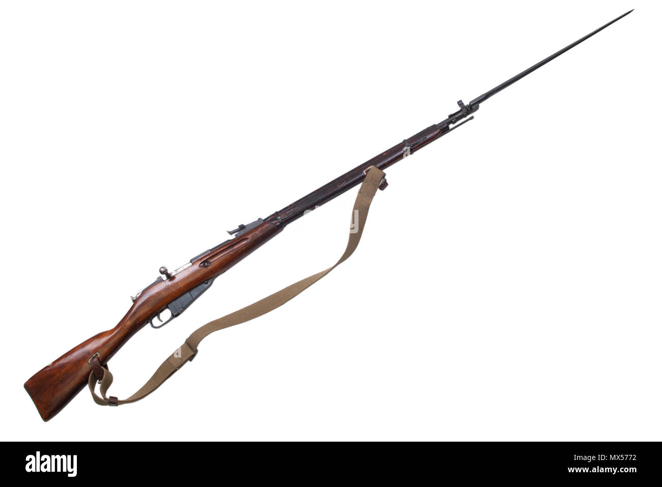 mosin's rifle with bayonet isolated on white Stock Photo