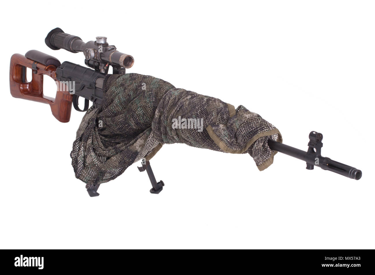 camouflaged sniper rifle with optic sight Stock Photo - Alamy