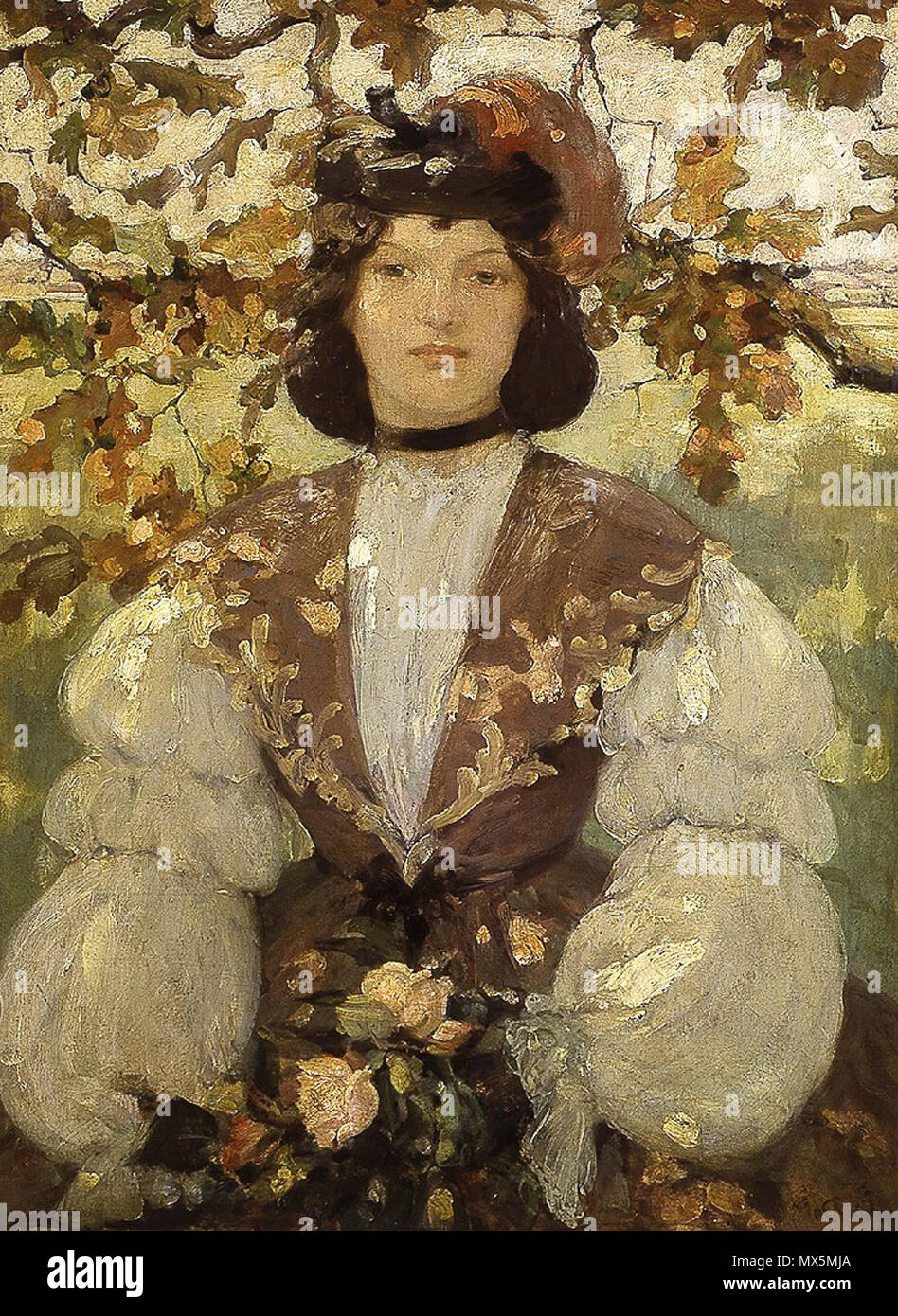 . A Girl Of The Sixties . 1899.    Elizabeth MacNicol  (1869–1904)     Alternative names Elizabeth MacNicol  Description Scottish painter  Date of birth/death 15 June 1869 4 June 1904  Location of birth/death Glasgow Glasgow  Authority control  : Q1331255 VIAF: 20553031 ULAN: 500024081 LCCN: n98881235 GND: 122041941 RKD: 51823 WorldCat 83 Bessie MacNicol - A Girl Of The Sixties 1899 Stock Photo