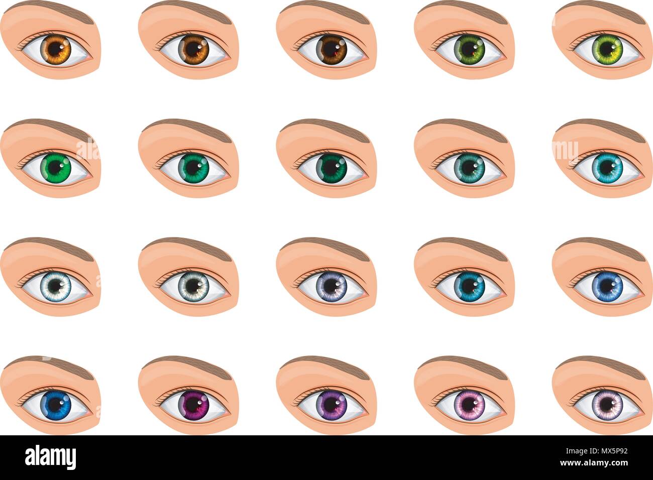 illustration of colored contact lenses different colors Stock Vector
