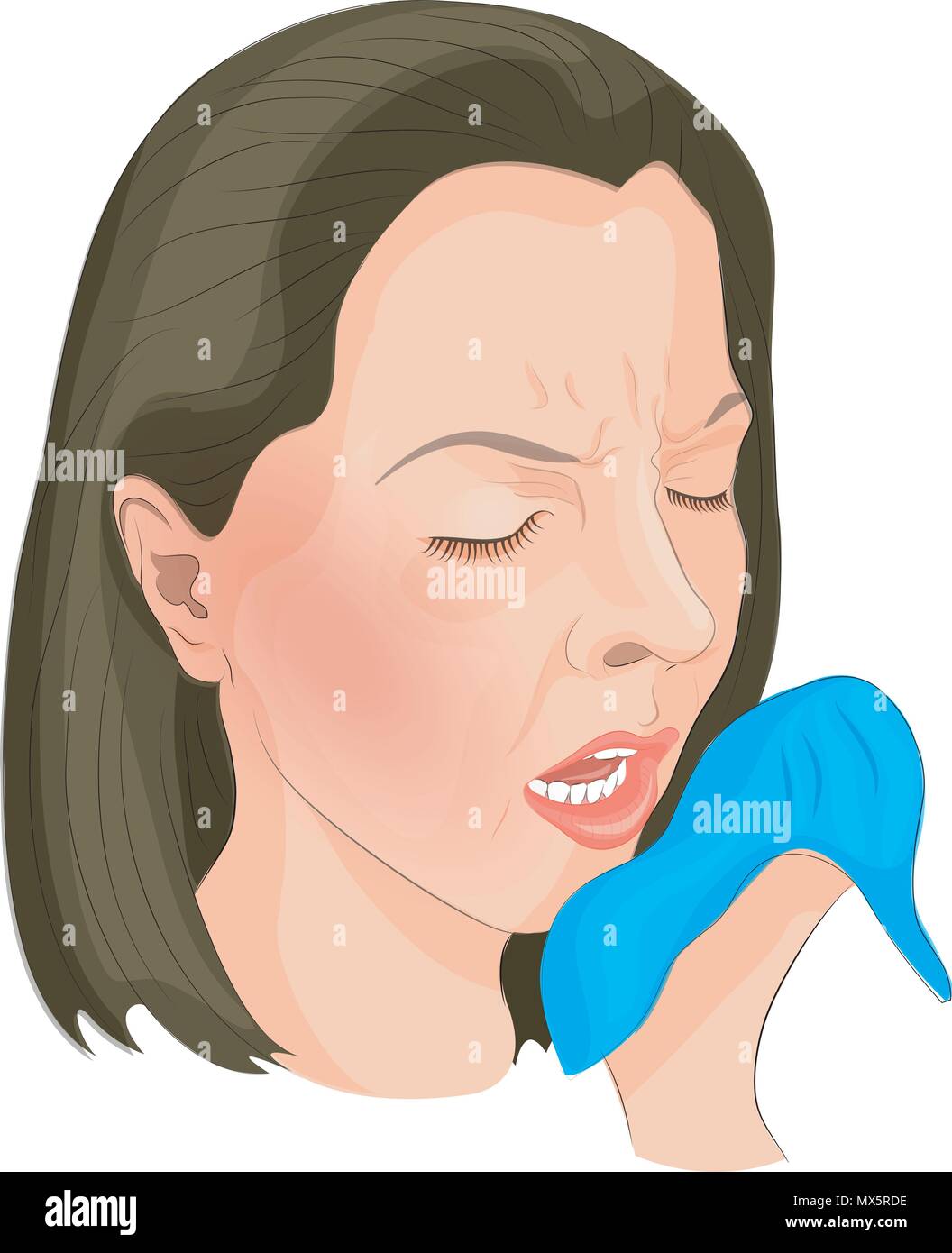 illustration of a girl with the flu. cough Stock Vector