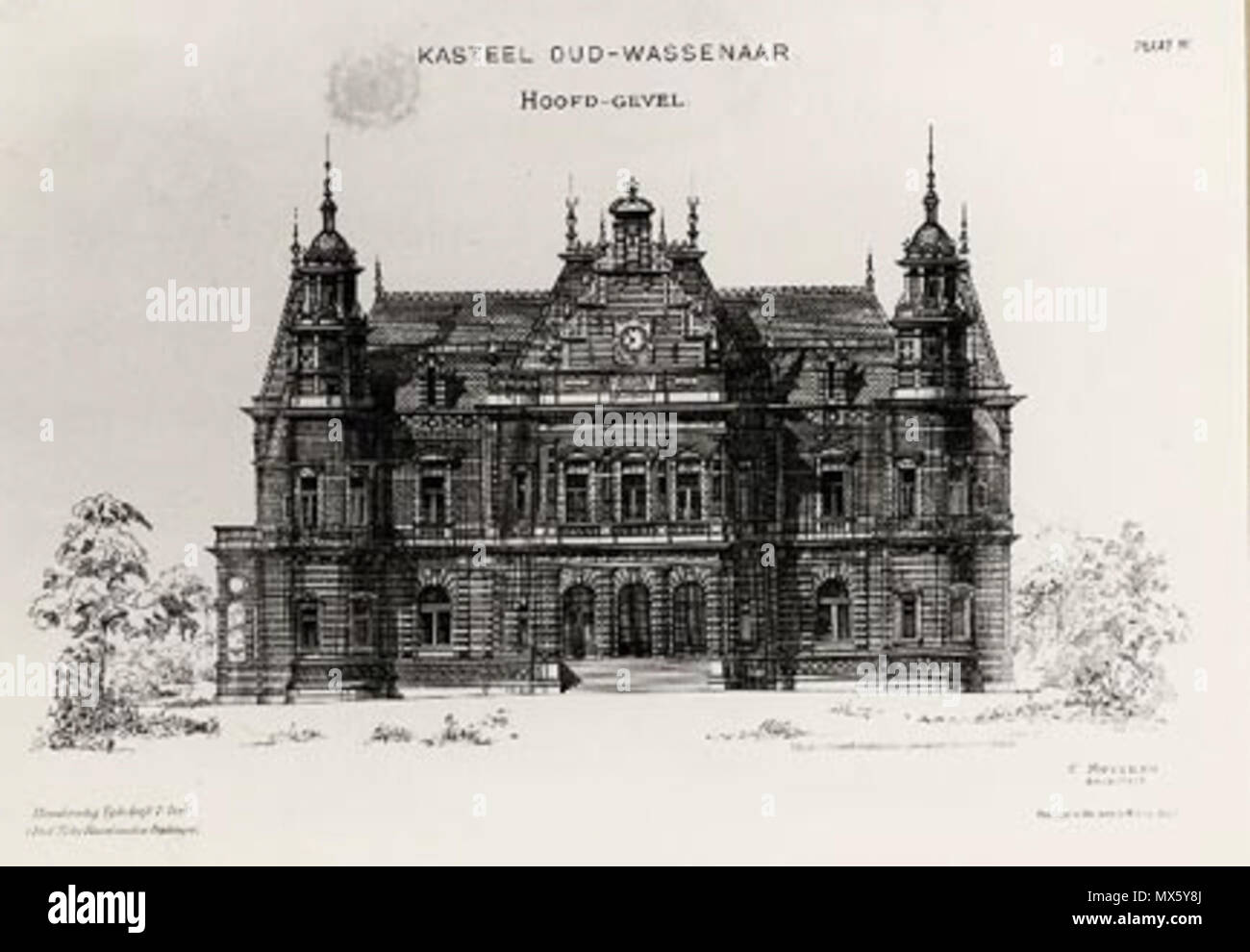 . Nederlands: Kasteel Oud-Wassenaar . 1881 (litho). Unknown 461 Oud-Wassenaar litho 1881 Stock Photo