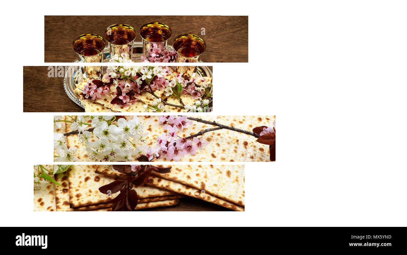 Pesah celebration concept jewish Spring holiday of Passover, with text ...