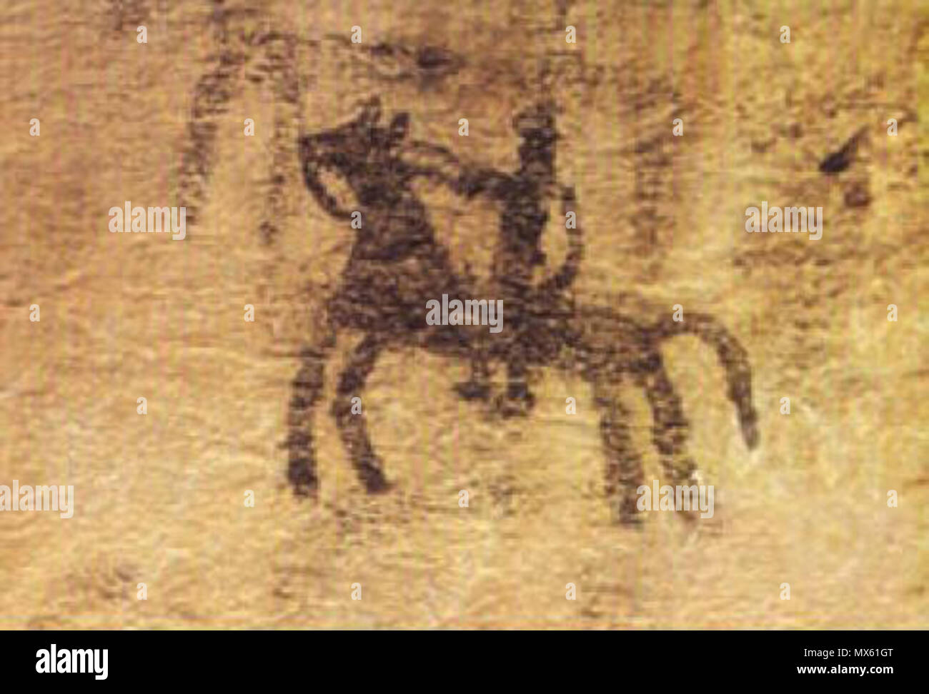 English: Cave painting in Doushe cave, Lorstan, Iran, 8th millennium BC .  8th millennium BC. Unknown 119 Cave painting in Doushe cave, Lorstan, Iran,  8th millennium BC Stock Photo - Alamy