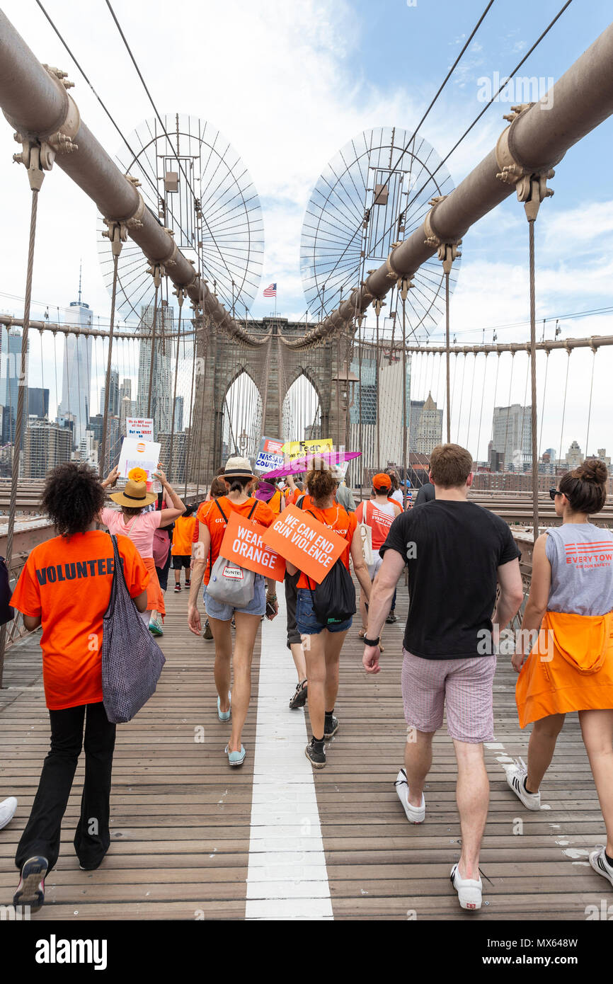 New York, USA - June 2, 2018: New Yorkers march during Youth Over Guns March across the Brooklyn Bridge Credit: lev radin/Alamy Live News Stock Photo