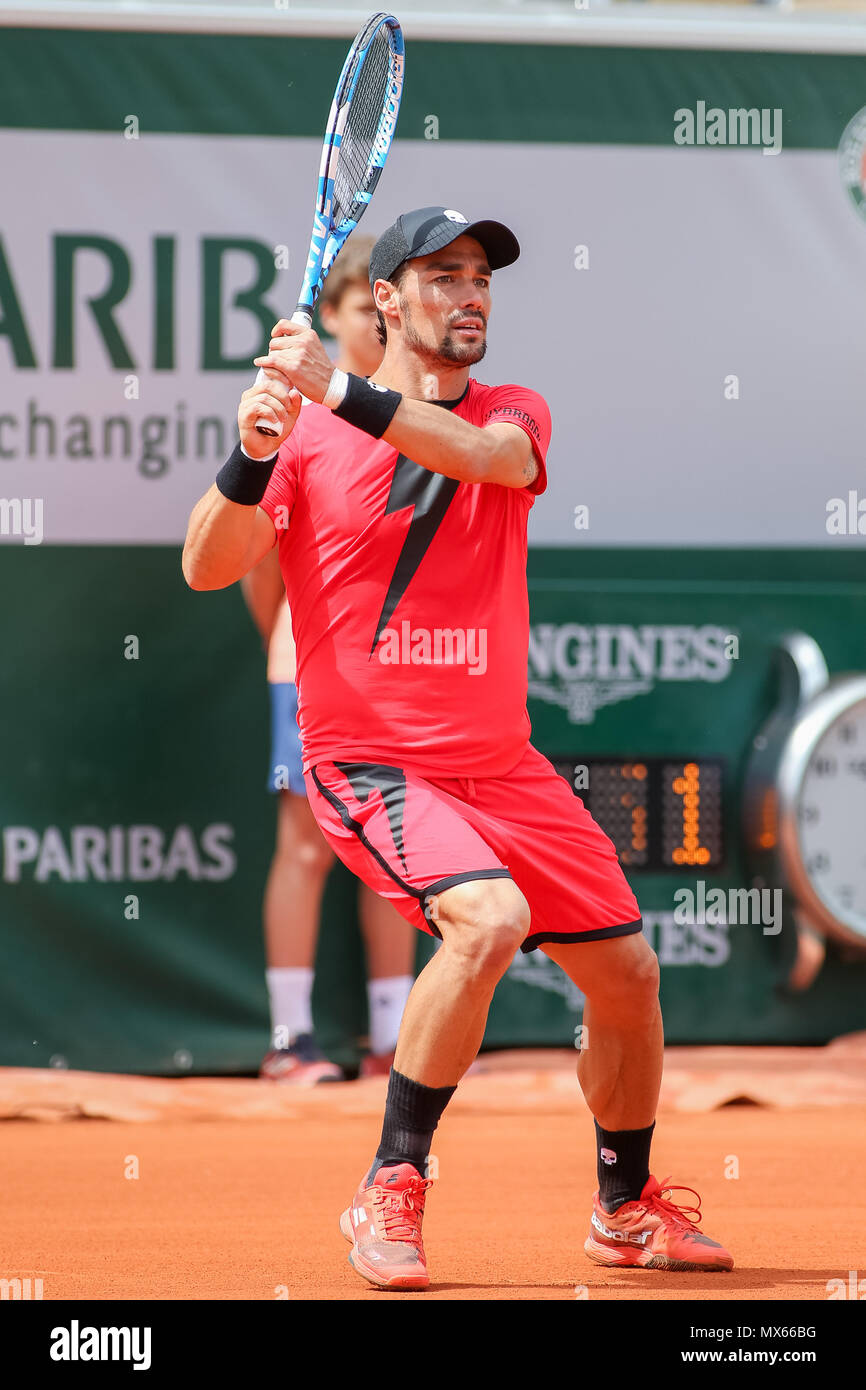 Fabio Fognini Ita June 2 2018 Tennis Fabio Fognini Of Italy During The Men S Singles Third Round Match Of The French Open Tennis Tournament Against Kyle Edmund Of Great Britain