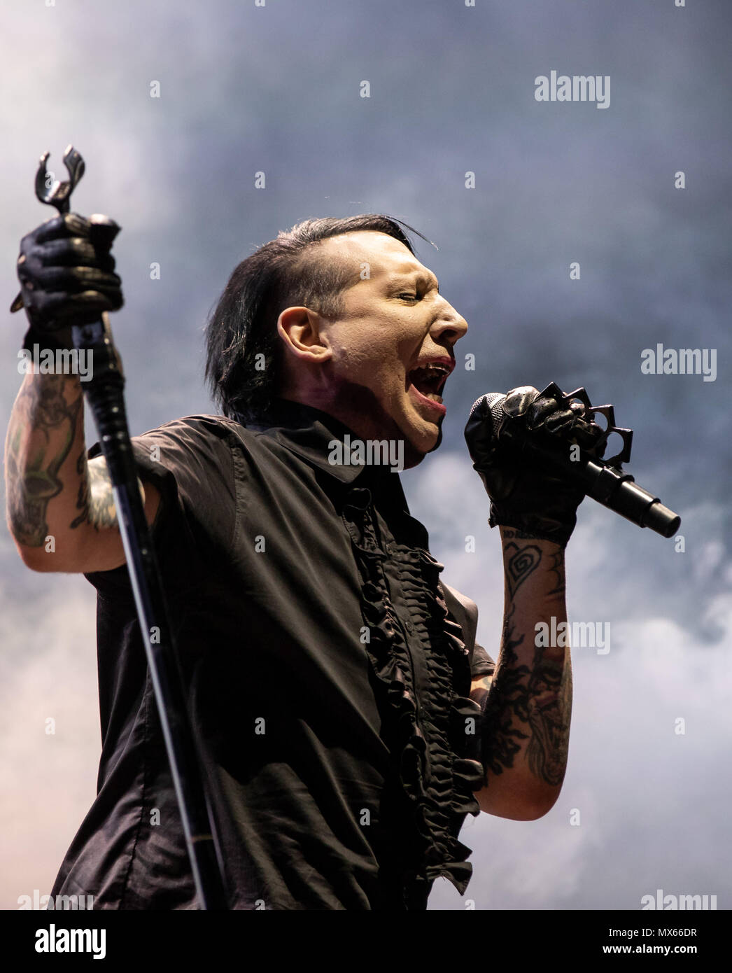 02 June 2018, Nuernberg, Germany US Singer Marilyn Manson on stage at the open air festival