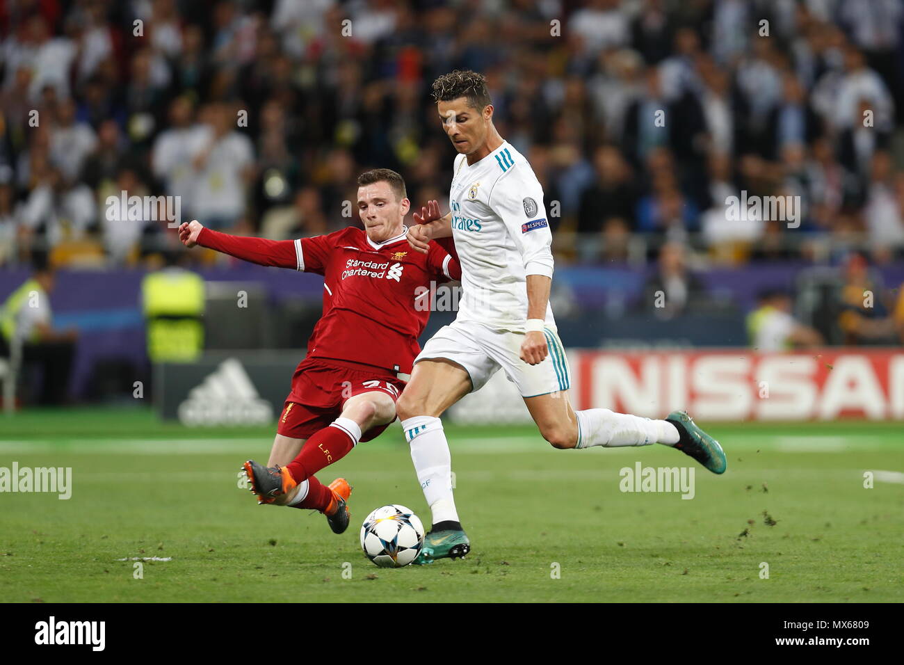 L-R) Andy Robertson (Liverpool), Luka Modric (Real), MAY 26, 2018