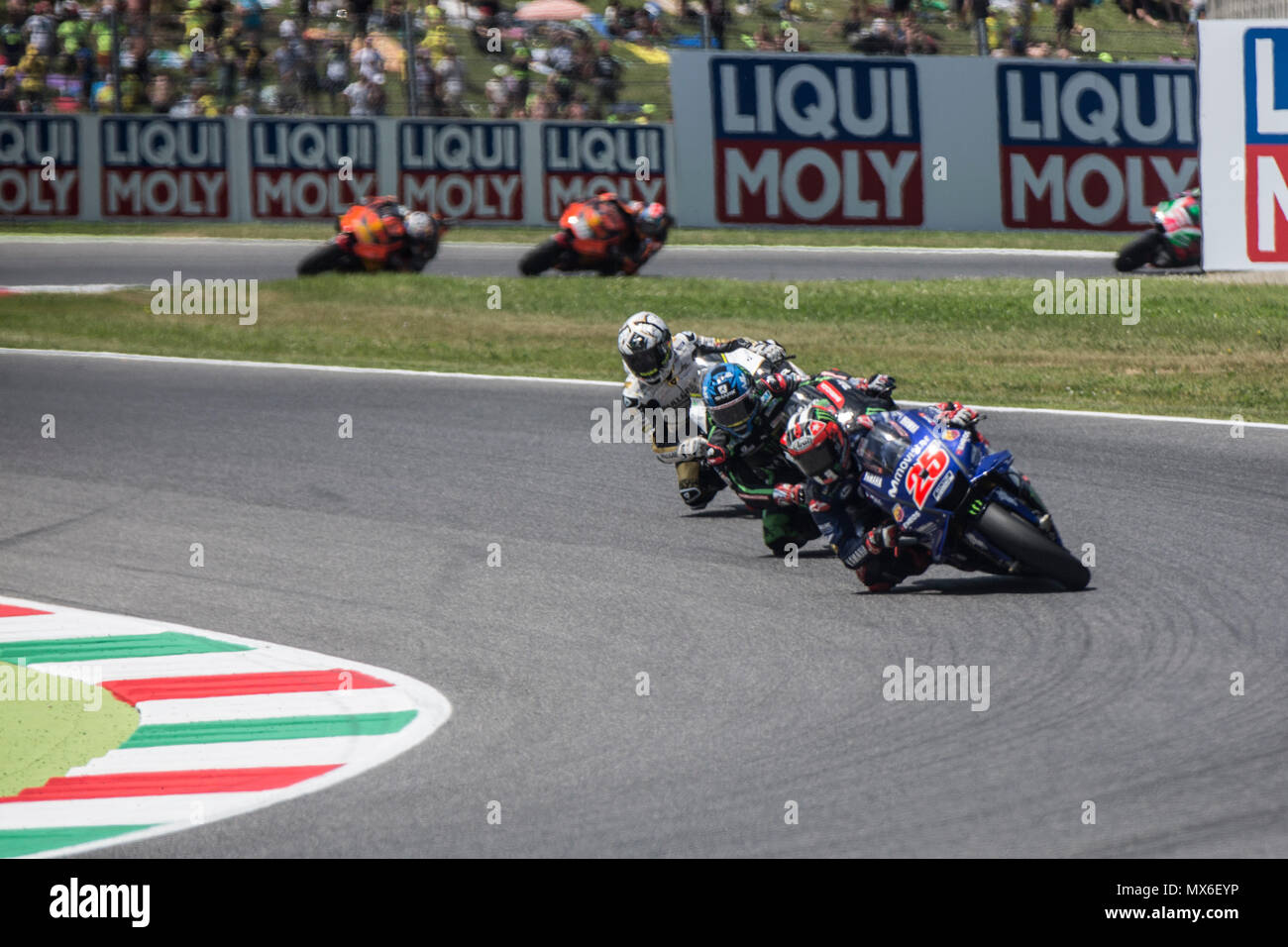 Scarperia, Italy. 3rd Jun, 2018. 25Maverick VI?ALESSPAMovistar Yamaha MotoGPYamaha during Race MotoGP  at the Mugello International Cuircuit for the sixth round of MotoGP World Championship Gran Premio d'Italia Oakley on June 3, 2018 in Scarperia, Italy Credit: Fabio Averna/Alamy Live News Stock Photo