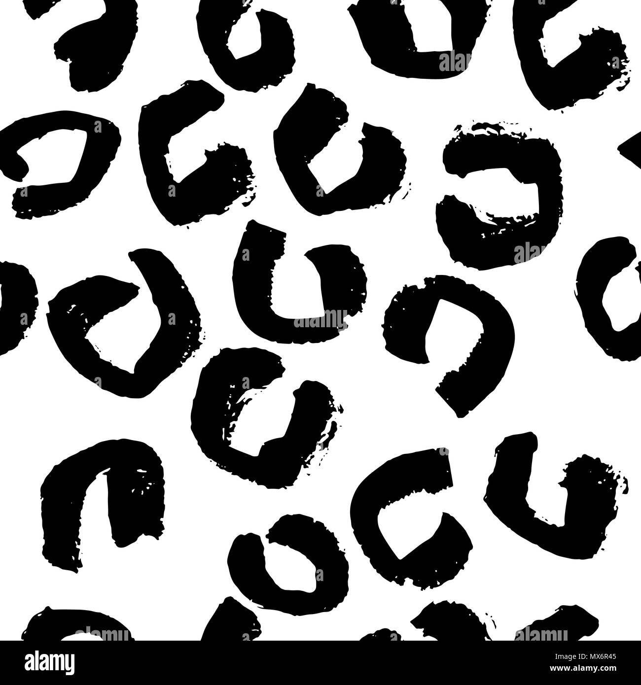 Vector illustration leopard print seamless pattern. Black and white