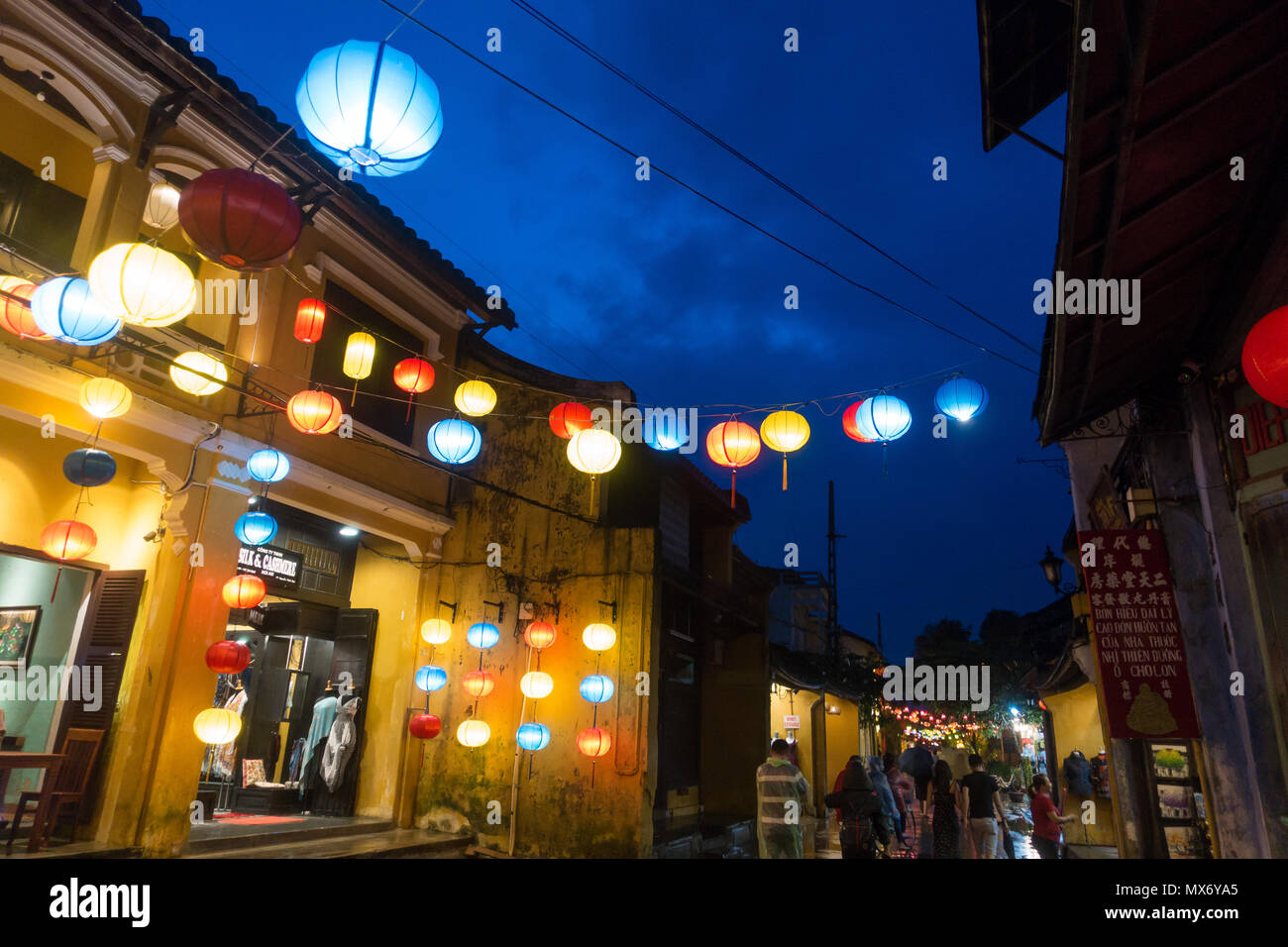 Colorful silk lanterns in Hoi An old town. Royalty highquality stock image of very much lantern