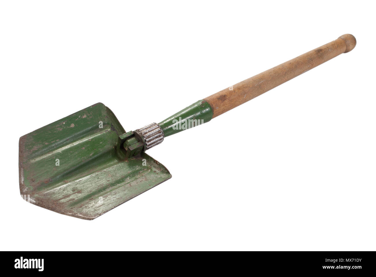 Vintage Military Shovel Army Tools circa 40s Small Metal Shovel with Wooden Handle Building