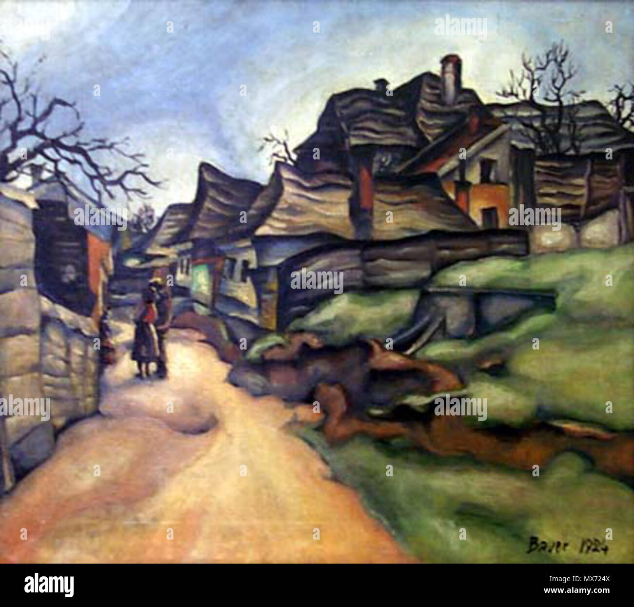 . Čeština: Domy na vesnici s figuální stafáží . 1924. sk:Konštantín ...