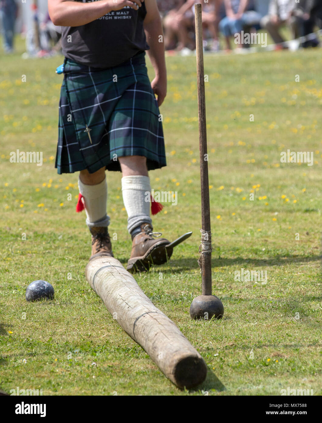 Cornhill, Scotland - 02 Jun 2018: Heavy events at the Highland Games in Cornhill, Scotland. Stock Photo