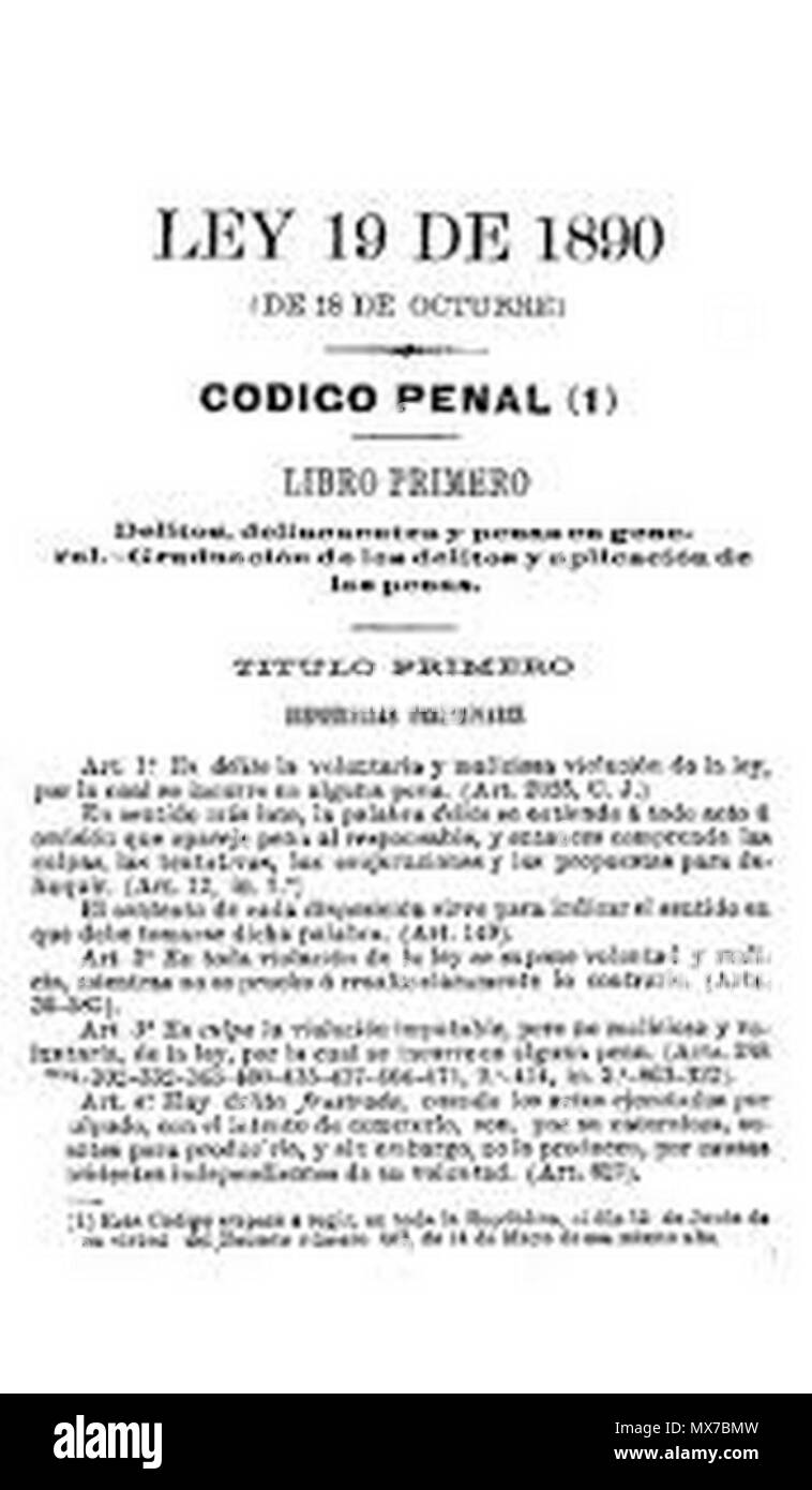 150 Código penal 1890 Stock Photo