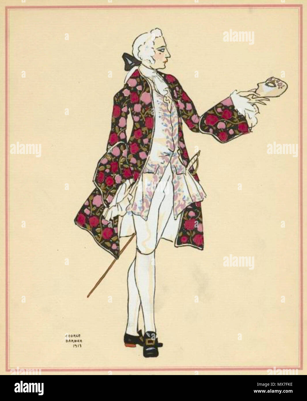English: Costume design by George Barbier (1882-1932) for Maurice Rostand's  play La Vie amoureuse de Casanova. 1918. George Barbier (1882–1932)  Alternative names Georges Barbier Description French illustrator Date of  birth/death 16