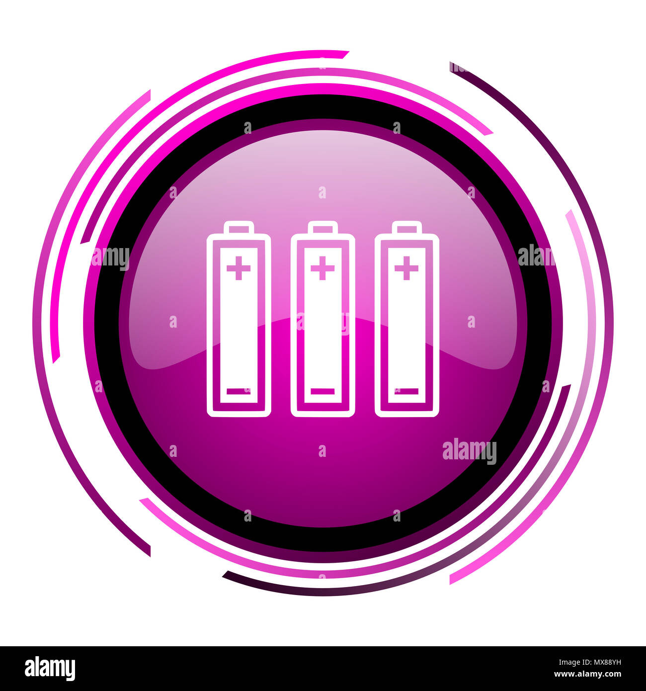 Battery pink glossy web icon isolated on white background Stock Photo ...