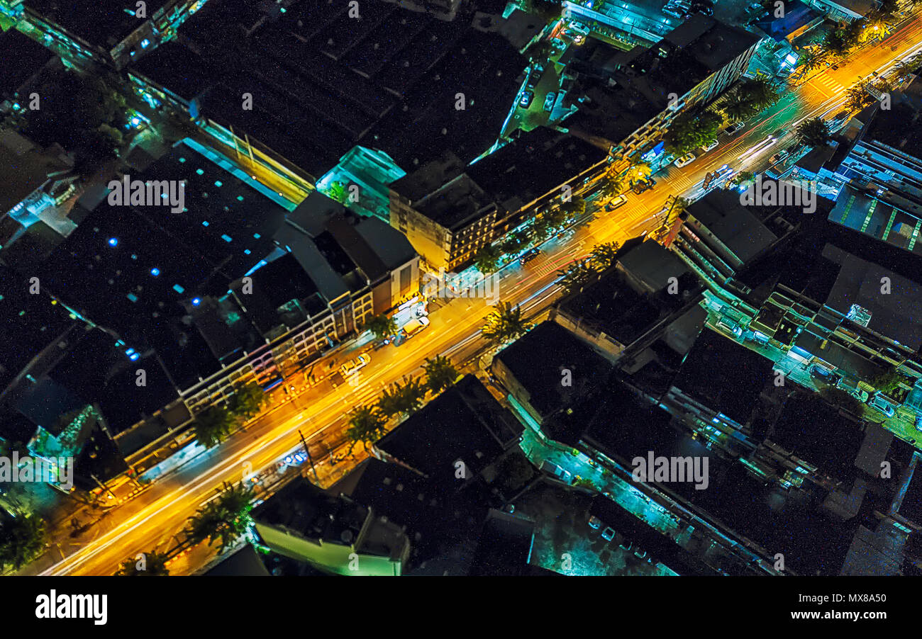 drone shot over Bangkok, Thailand Stock Photo