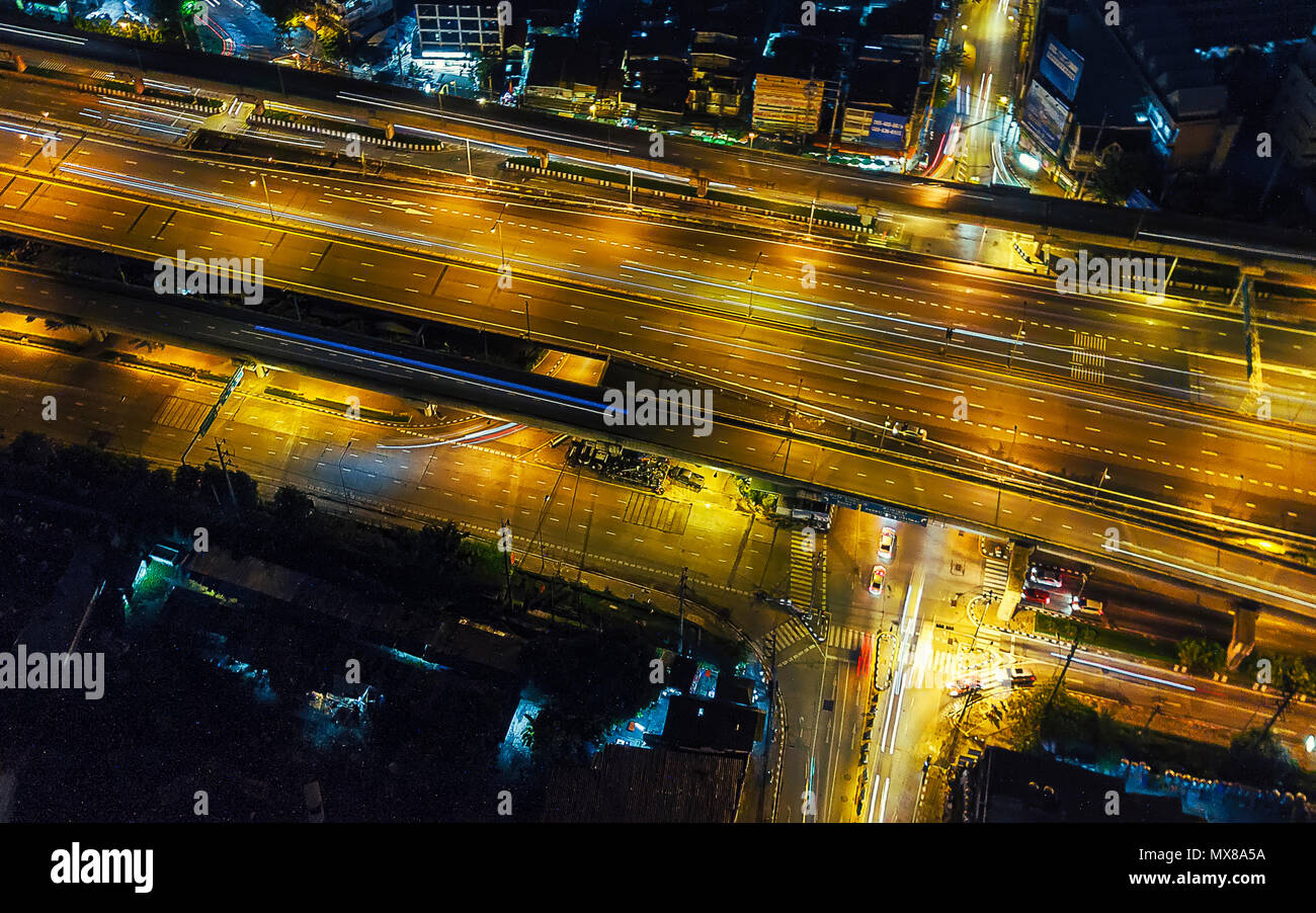 drone shot over Bangkok, Thailand Stock Photo